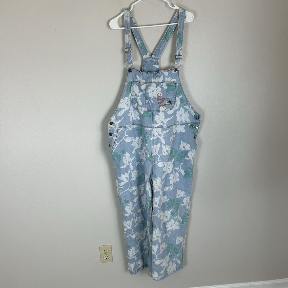 Disney Princess Tiana XL Color Me Courtney Floral Denim Overalls Womens Jean